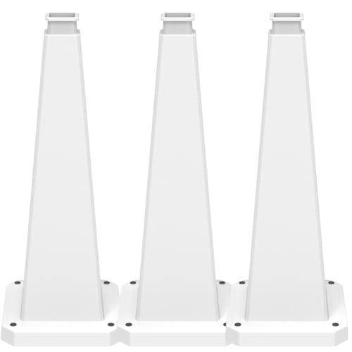 BESEA 3 Pack 28 Bright White Traffic Safety Cones with Weighted Base High-Visibility Parking Cones for Driveways Business Parking Lots Garages Indoor/Outdoor Use