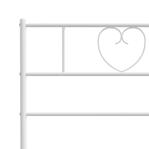 vidaXL Bettgestell, Bettrahmen mit Kopfteil Fußteil, Metallbett Bett mit Lattenrost, Doppelbett Gästebett Schlafzimmer, Metall Weiß 180x200cm – Bild 7