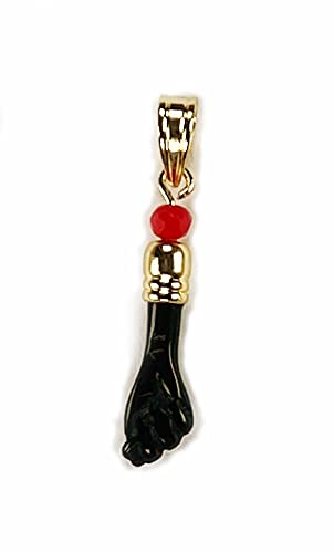 14kt Gp Black Hand Evil Eye Lucky Charm Pendant Azabache Mal De Ojo Dije by MIA