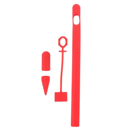OSOLADY りんごペン先カバー スタイラスペンプロテクター 鉛筆アクセサリー 鉛筆カバー 手書き鉛筆 鉛筆の皮 スタイラスペンケース 筆箱 電子鉛筆 鉛筆スリーブカバー シリカゲル 赤