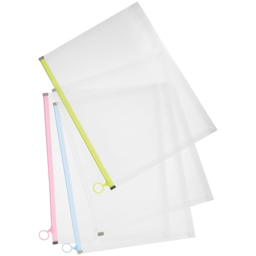 FOMIYES Carpetas de Proyecto A4 4 Piezas Sobres de Plástico para Documentos Borde Mate y Bolsas Transparentes para Guardar Archivos Resistentes de Polipropileno Ideales para