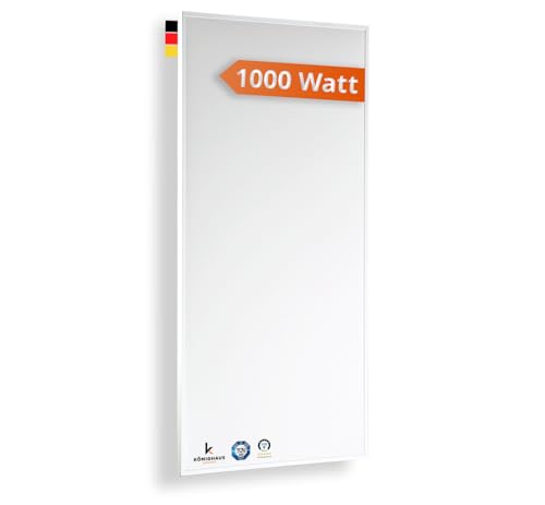 Könighaus Infrarotheizung - 1000 Watt mit TÜV SÜD + 5 Jahre Herstellergarantie ✓ Doppelter Überhitzungsschutz ✓ Für Wandmontage