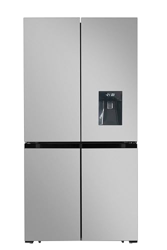 EVVO Frigorífico Americano 4 Puertas, Total No Frost, Compresor Inverter, Capacidad frigorífico 359L y 201L Nevera, Dispensador de Agua, Elegante Display Integrado, Modelo: F100X Aqua (Acabado Inox)