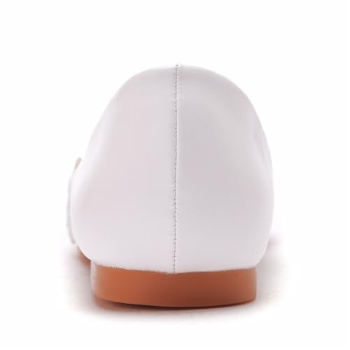 Elegant Lace Shoes for Women Pointed Toe Flats Low Heels Ladies White Mary Janes4