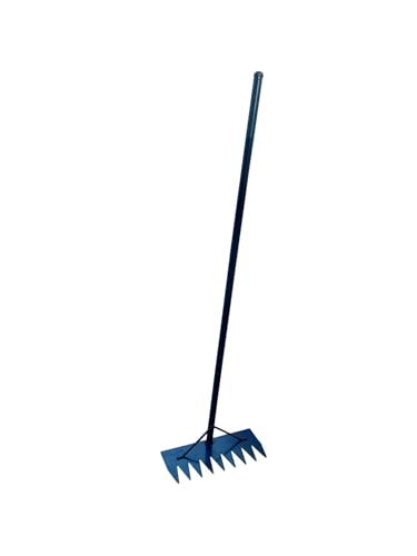 Image of Shree Somgiri Heavy Duty Iron Garden Rake with 4 FT Long Iron Handle Wide Sharp Iron Teeth -14 inch for Efficient Lawn & Yard Clean-up Multi-Purpose Garden Tool for Soil Leveling, Leaf Raking