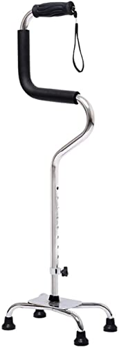 Telescopic Non Slip Crutches Quad Cane,Adjustable Walking Stick with 4-Pronged Base for Elderly And Handicap,Works for Right Or Left Handed Men Or Women,Blue for Arthritis, Elderly, Seniors & Handicap