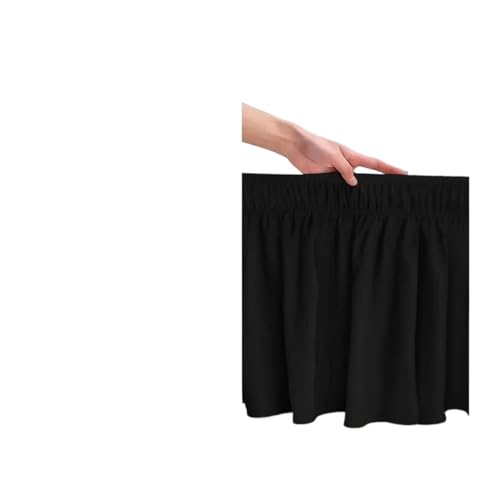 Falda De Cama Plisada Falda de Cama con Volantes Envolvente de Color sólido con Tejido elástico Resistente a la decoloración de 15 Pulgadas de Alto(Black,Twin 90x190x38cm)
