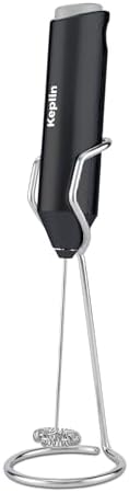 Keplin Handheld Milk Frother with Stand - Stainless Steel Electric Whisk - Portable Battery-Operated Coffee Frother for Lattes, Matcha, Protein Shakes - Ergonomic, Compact, Easy to Clean - View 3