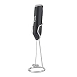 Keplin Handheld Milk Frother with Stand - Stainless Steel Electric Whisk - Portable Battery-Operated Coffee Frother for Lattes, Matcha, Protein Shakes - Ergonomic, Compact, Easy to Clean