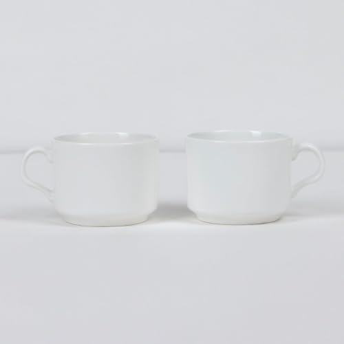 Image of GOLDEN QUEEN'S Microwave Safe Coffee & Tea Cups - Set of 6 | Perfect for Daily Use | 200 ml - Cube White Cups