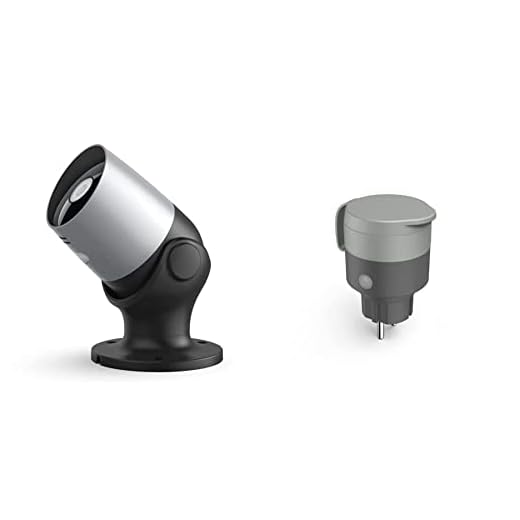 Hama Überwachungskamera WLAN, schwarz & WLAN Steckdose Outdoor (ohne Hub, WLAN Außensteckdose zur App- und Sprachsteuerung von Weihnachtsbeleuchtung außen, Gartengeräten, Weihnachtsdeko) grau