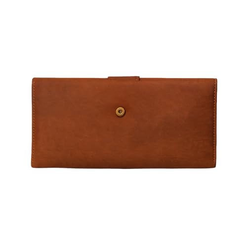 Genuine Leather Wallet – Slim Brown Clutch with Snap Closure, Card Slots, and Zippered Coin Pocket for Men & Women3