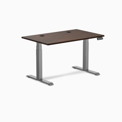 Image of Desky Dual Rubberwood Sit Stand Desk Dark Walnut 48 inch Space Gray