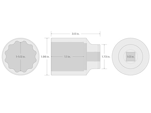 Image of TEKTON 1 /2 Inch Drive x 1-1 /2 Inch Deep 12-Point Socket | SHD23238