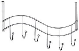 Over the Door Hooks Silver Chrome with 6 hooks - Heavy Duty Construction