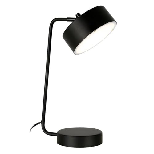 Image of Henn&Hart 18.5 inch Tall Integrated LED Table Lamp with Metal Shade in Blackened Bronze, for Home, Living Room, Bedroom, Entertainment Room, Office, Kitchen, Dining