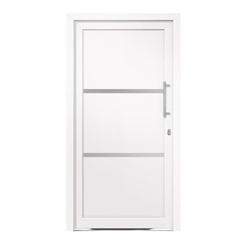 HORI® Eingangstür Kunststoff Komplettset – Moderne Hauseingangstür mit Stahlverstärkung, Wärmeschutz & 5-fach-Verriegelung I Farbe: weiß I DIN rechts I Modell: Line I 198 x 98 cm
