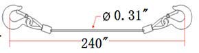 5/16-in X 20ft Galvanized Wire Rope with Tow Hooks On Both Ends. Heavy Duty Winch Cable for Towing Or Logging. Uncoated Security Cable; Working Load Limit 1,960 Lbs