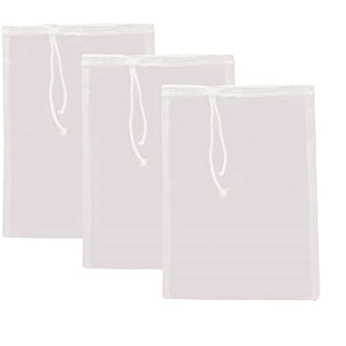 ZZM 3 Stück Siebbeutel zum Entsaften, Nylon-Siebbeutel, wiederverwendbar, feines Netz, Lebensmittelsieb, Filterbeutel, wiederverwendbar, Seihtuch, Nuss, Mandelmilch, Siebbeutel mit Sei Cover