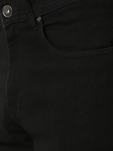 Image of HIGH STAR Men Black Solid Relaxed Fit Stretchable Jeans (30, Black)