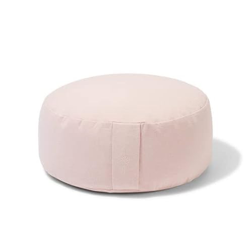 Organic Round Meditation Cushion by renoo - Durable Comfortable Cotton, Linen, Hemp - Modern Zafu - Buckwheat Floor Pillow Yoga Bolster in 15 Colors Removable Cover - 15 inches - Dawn - Dawn