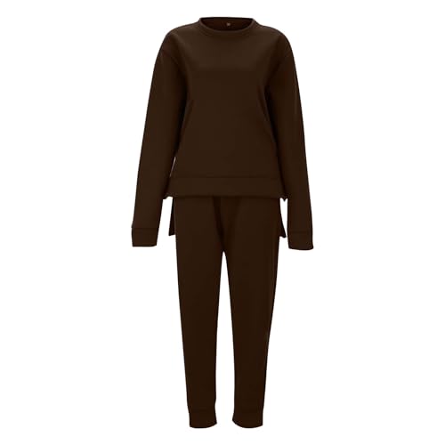 AMDOLE Traje de pantalón para mujer, festivo, elegante, monocolor, sin capucha, conjunto de sudadera deportiva para mujer, parte superior de dos piezas, pantalones, pantalones de exterior Casaul para - imagen 2