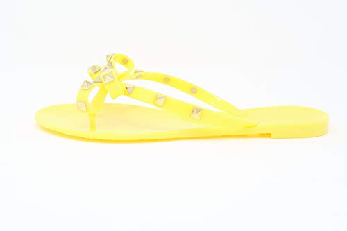 Image of TOP Moda Womens Studded Jelly Flip Flops Sandals with Bow