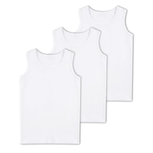 Mocolerno 3 Pack Boys Tank Tops Boys Undershirts Soft Cotton Shirts Kids Sleeveless Tank Tops Shirts for Youth2T-16Y White
