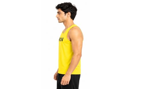 Image of Men's Gym Vest with Run Print, Sleeveless Athletic Tank Top for Running and Workout