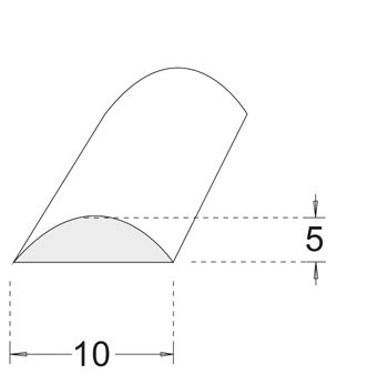 Kolibri Interior Spritzschutzprofil für Dusche, Acryl-Halbrundstab, 5 x 10 x 1000 mm, schlagfestes PMMA-Acryl, transparente Spritzschutzdichtung für Glasduschen