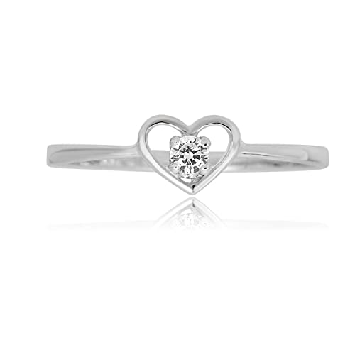 Image of AVORA 10K Gold Simulated Diamond CZ Open Heart Ring