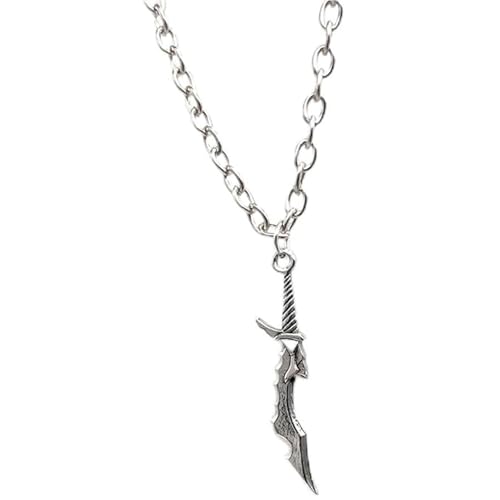 Silber Waffen Metall Kette,Halskette Kette für Herren,Stylisch und Vielseitig Messer Halskette,Anime Halskette,Anhänger Jewelry Geeignet für Jungen,Anime Enthusiast zum allen möglichen Situationen