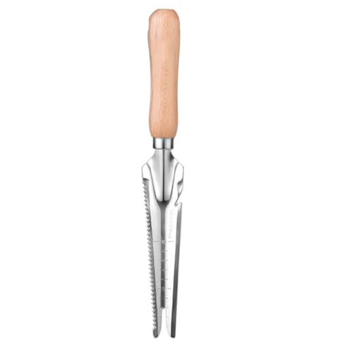 KALLORY Stainless Steel Weeder with Beech Wood Handle
