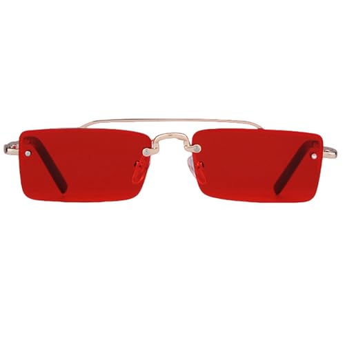 Lunettes de soleil carrées sans monture pour femme de style rectangulaire chic