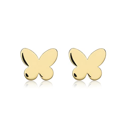 Boucles d'oreilles puces papillon or jaune 9 carats pour femmes