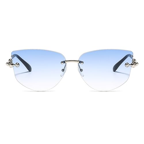 bullabulling Trendy Rimless Cat Eye Sunglasses For Women Sun Glasses Gradient Lens Style UV4002