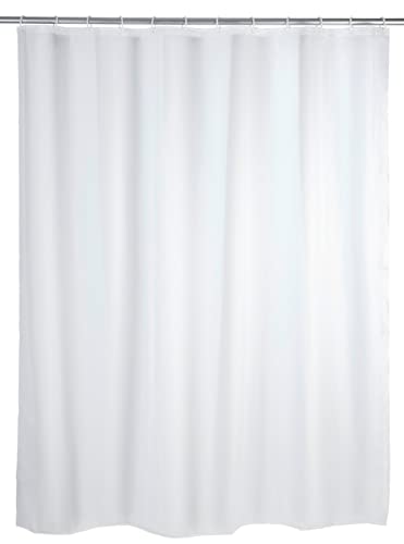 Wenko 19104100 Shower curtain singlecolour White wasserdicht, pflegeleicht, Plastic PEVA, White, W 70.9" x L 78.7" (1 Panels)