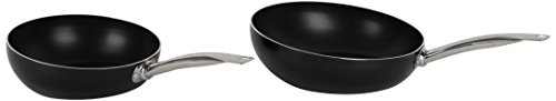 BESTOFTV TOPCHEF10 SET DE 2 POELES RETOURNE FACILE TOPCHEF, Autre, Noir/Argenté, 30,5 CM + 25,5 CM