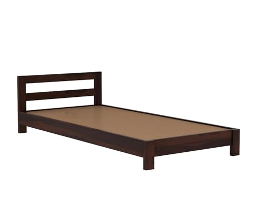 Image of CRAFT D ARTS Sheesham Wood Single Size Bed Without Storage | Wooden Single Bed | Space Saving Low Floor /Lying /Rise /Level /Profile Cot Bed for Bedroom | Pavlich, Walnut Finish