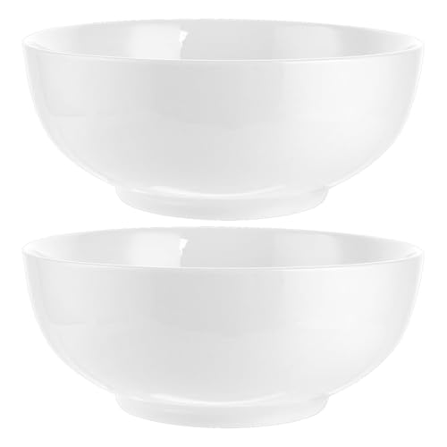 LOPYXBR 2-teilig Müslischale Groß, 1800ml Müslischalen Porzellan, 20cm Weiß Müslischalen Set, Servierschale Porzellan, Servierschüssel Suppenschalen für Salat, Suppen, Ramen, Obst