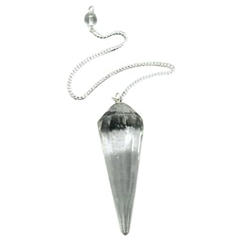 Radiesthesia Faceted Cone-Shaped Rock Crystal Dowsing Pendulum with Faux Suede Pouch Cover