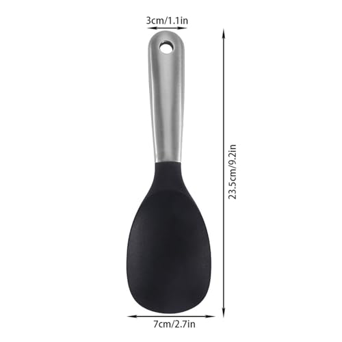 Silicone Rice Spoon, Non-Stick Ergonomic Heat Resistant Rice Paddle with Stainless Steel Handle,Lightweight Smooth Round EdgeRice Serving Silicone Spoon with Hanging Hole for Rice Cooker Home Kitche - image 2