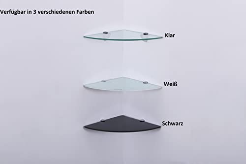 Euro Tische Glazen hoekrek 35 x 35 cm, wandrek voor badkamer, doucherek badkamer, glazen badkamerrek met 6 mm ESG-veiligheidsglas, verschillende maten (helder) - Image 5