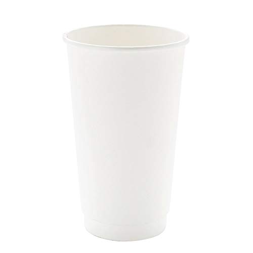 Image of Restaurantware 20 Ounce Disposable Cups, Pack of 250 Insulated Double Wall Paper, Leakproof, White Paper Rolled Rim Hot Beverage Cups a€ inch Lids Sold Separately, Ideal for Coffee, Tea and More