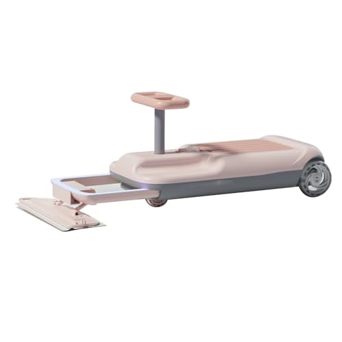 HQYMXYGEUR Kart para niños,Kart eléctrico portátil,Kart con función de Limpieza de Pisos,Coche de Movimiento eléctrico con luz degradada,Compartimento de Almacenamiento Incorporado(Pink Dualdrive)