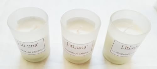 Litluna Matt Glass Cup Filled Soy Wax Votive Candles,Handpoured Soy Candles Dia 2 Inch /H2.5 Inch, for Wedding, Home Decor,Camping, Party,Party,Spa