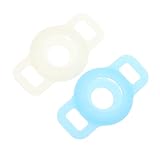 Hohopeti 2個 防水シリコーンペット用首輪ロケーターケース 夜光グリーン ブルー エアタグ対応 紛失防止保護カバー 軽量衝撃吸収設計