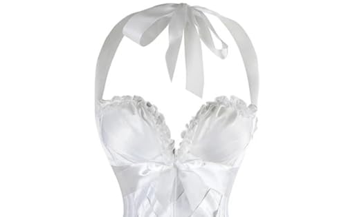 Fashion Women'S Corset Top Sexy Cup Halter Lace Up Satin Overbust Corset Lace Up Bustier Waist Cincher Body Sh3