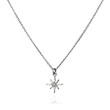 Annika Bella Sterling Silver Star Necklace for Women, Length 15-17 Inches, Tiny Cubic Zirconia...