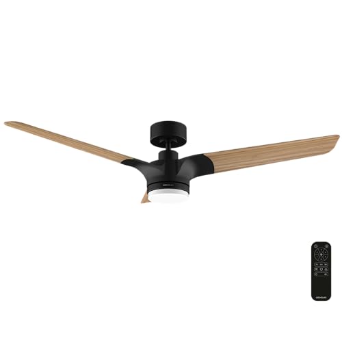 Cecotec Ventilador de Techo con Luz EnergySilence Aero 318 Poplar. 25W, Motor DC, Diámetro 52” (132cm), 3 Aspas, 3 Tonos LED, Mando a Distancia, Temporizador y 6 Velocidades, Modo Winter-Summer